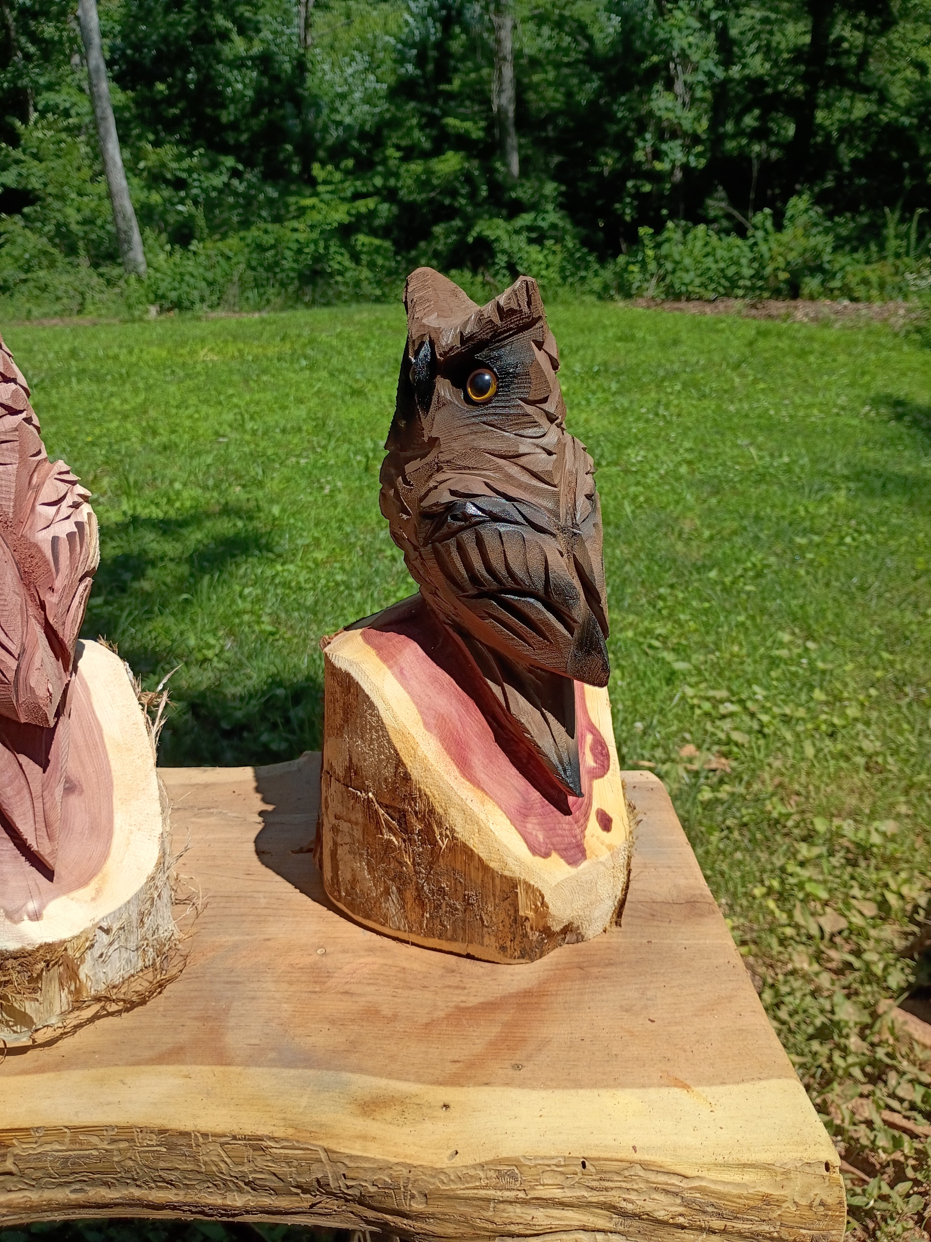 12" tall hand carved owl